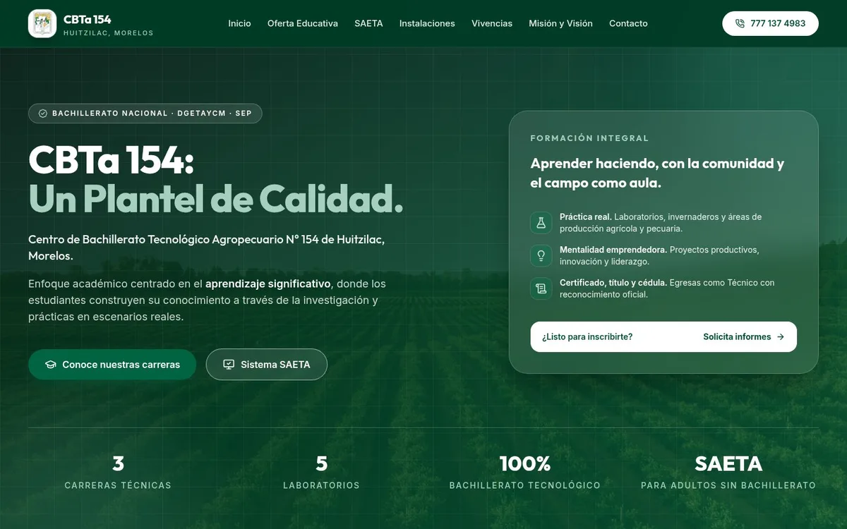 Sitio web de CBTa 154